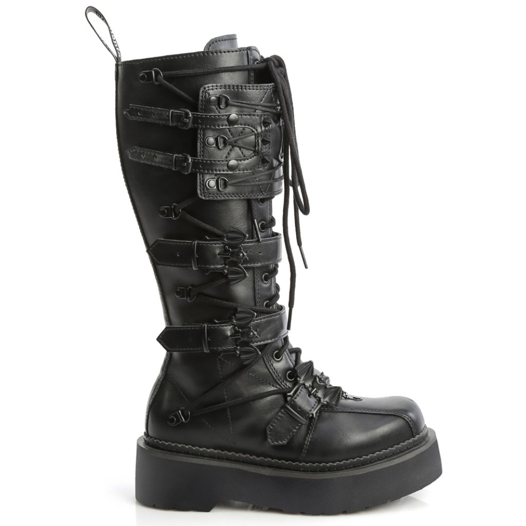 Gothic Bat Buckle Knee-High Platform Combat Boots